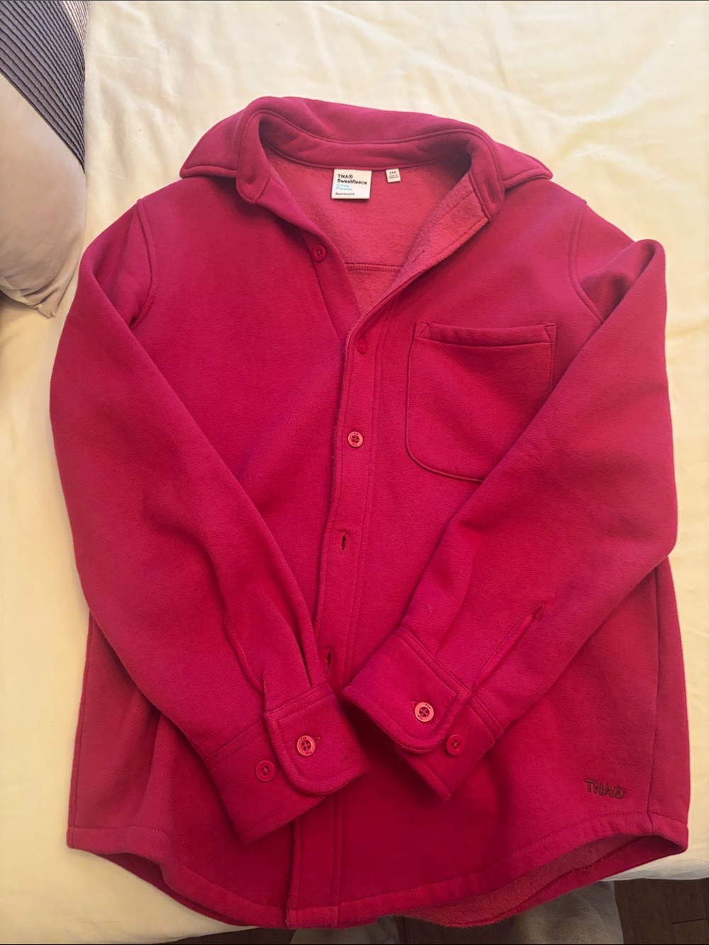 TNA Raspberry Button-Up Fleece Cardigan